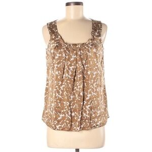 Banana Republic 8P gold silk sleeveless ruffle top